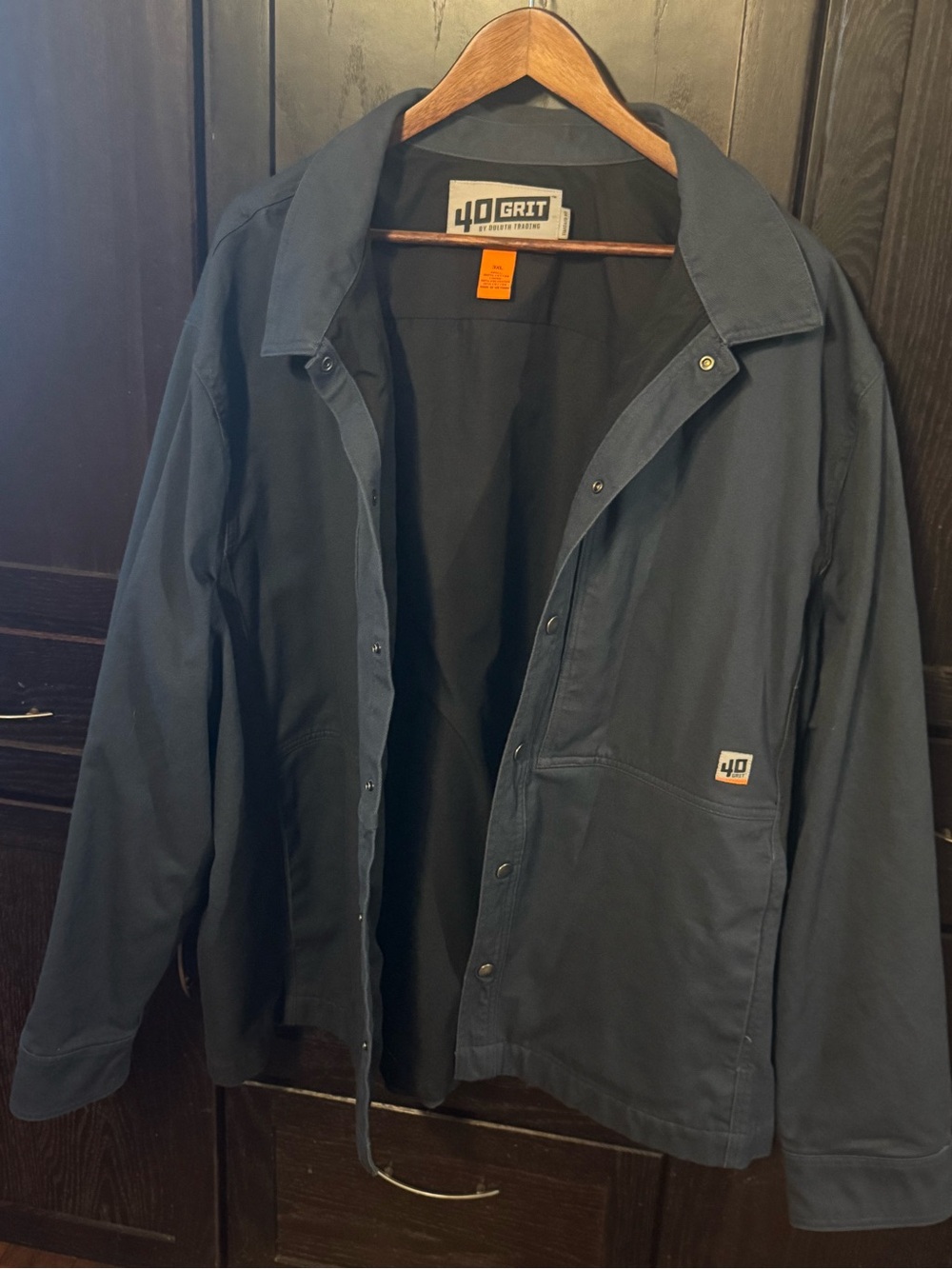 40 Grit Duluth Trading Co Chore Jacket Mens 3XL Navy Canvas Snap Work Coat